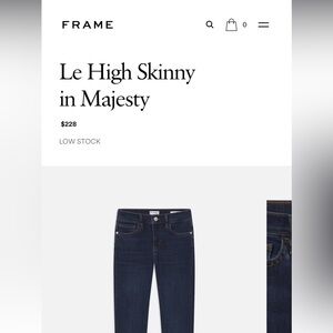Frame Denim | Le High Skinny Crop | Majesty | High Rise | Dark Wash | US Size 28